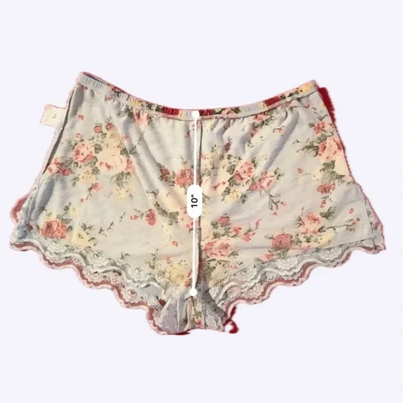 Floral Lace Trim Sleepwear Shorts with Chiffon Top included - Picture 4 of 9